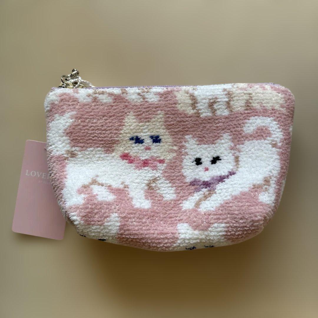 フェイラー モフモフネコチャン 舟型ポーチ S 猫 ネコ ピンク 新品未