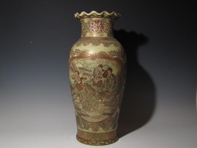 【期間限定値下】古薩摩 金襴七福神文大花瓶 全高51ｃｍ o462