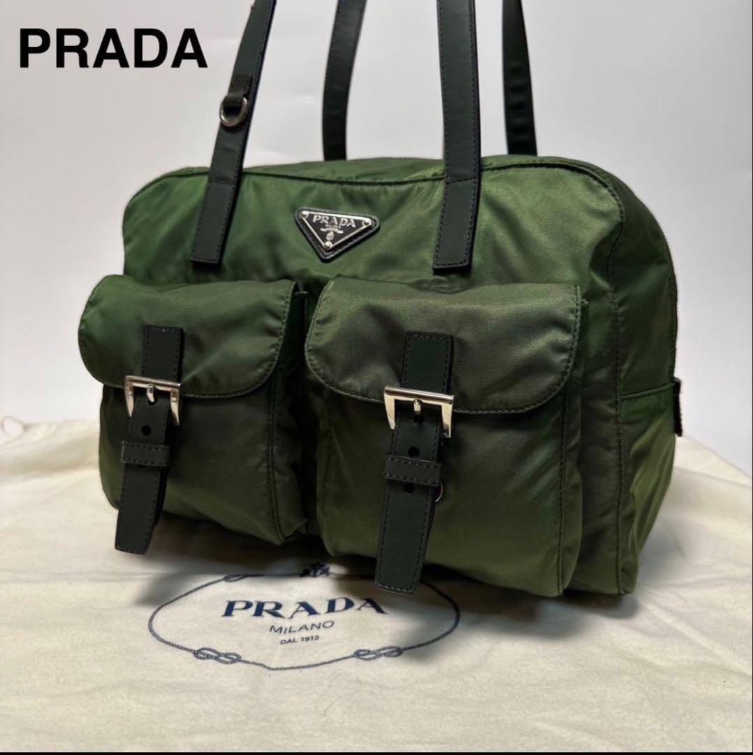 お*ょ様 【美品】プラダ　三角ロゴ　ナイロン　レザー　トートバッグ　ワンショルダ PRADA 三角ロゴ金具ナイロンワンショルダーバッグ | Hedy