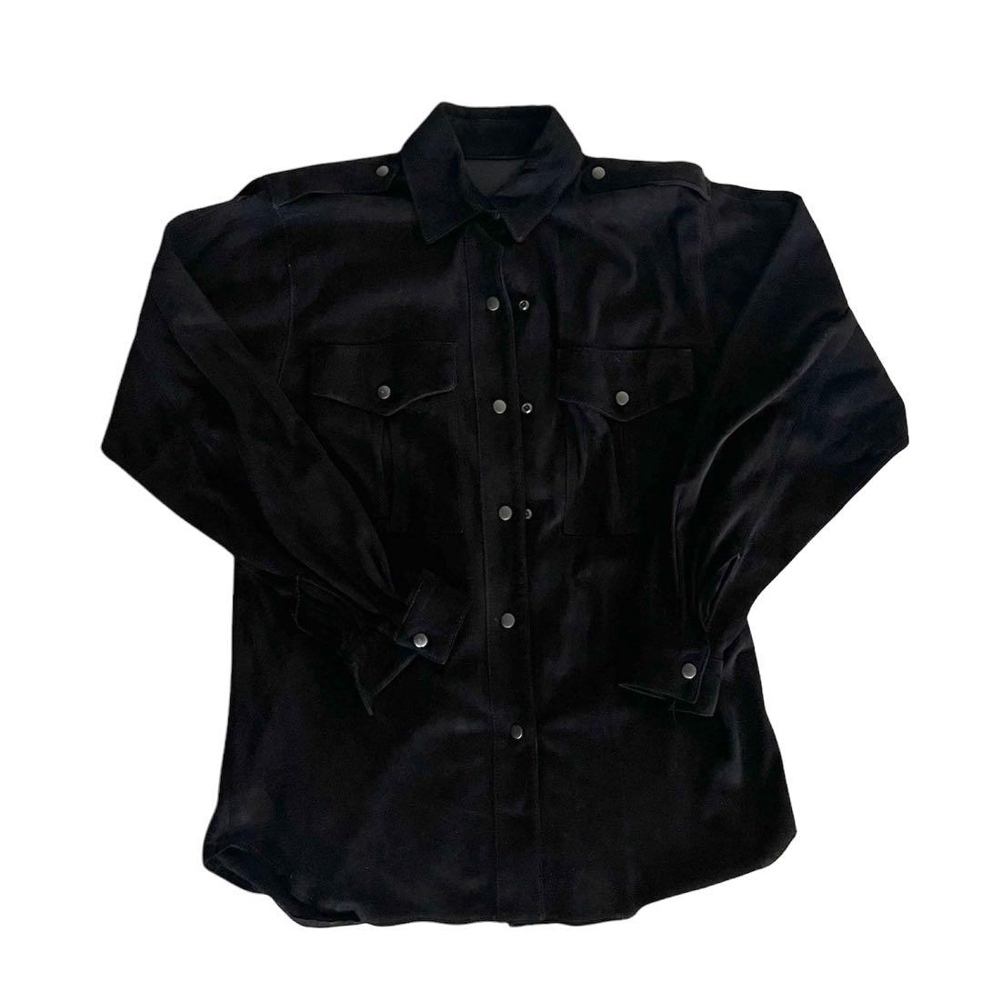 ユ*ム様 ヴィンテージ エポーレットシャツ スウェード ブラック wip_24061426_8.jpg