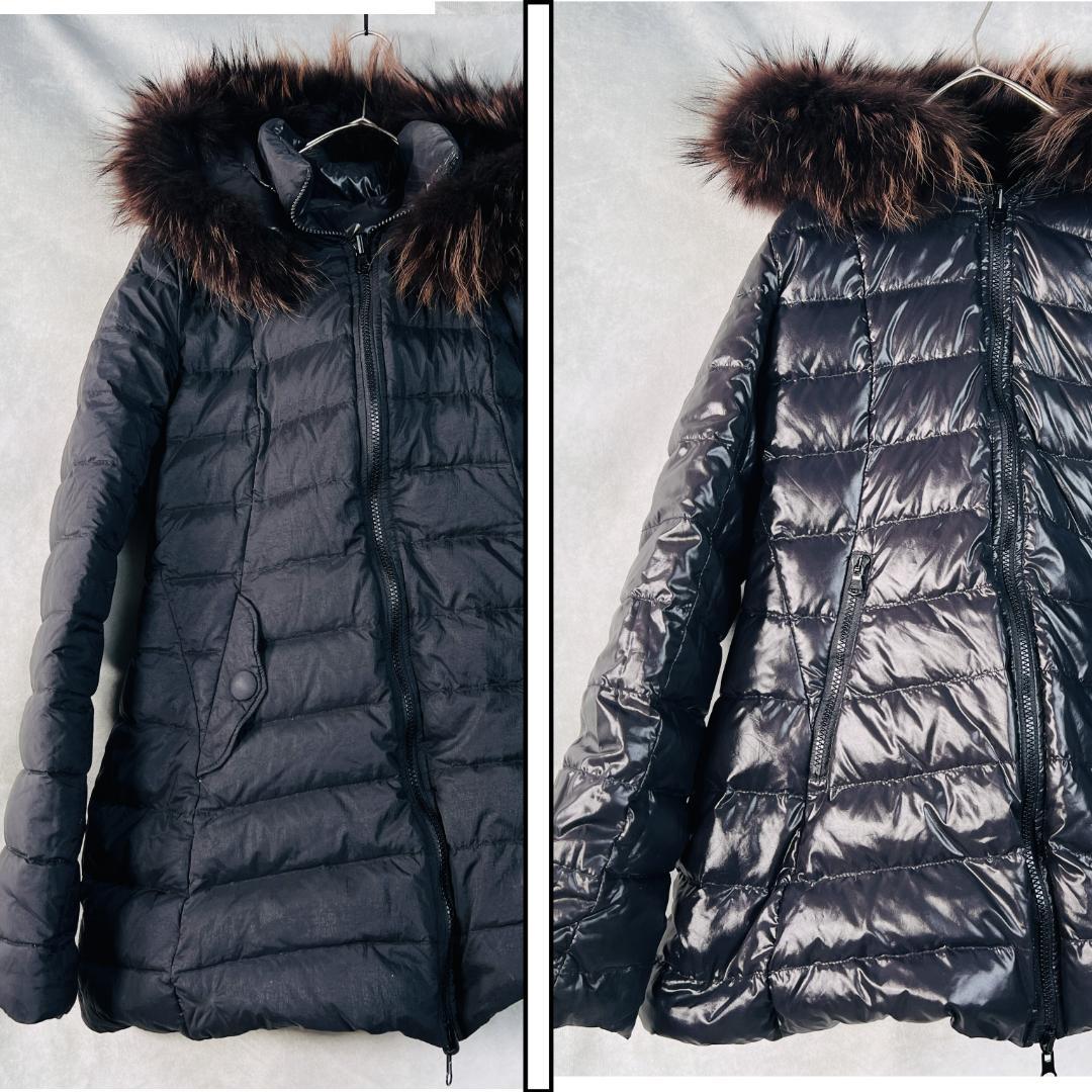 【タトラス】ダウンジャケット L 訳あり リアルファー リバーシブル 黒