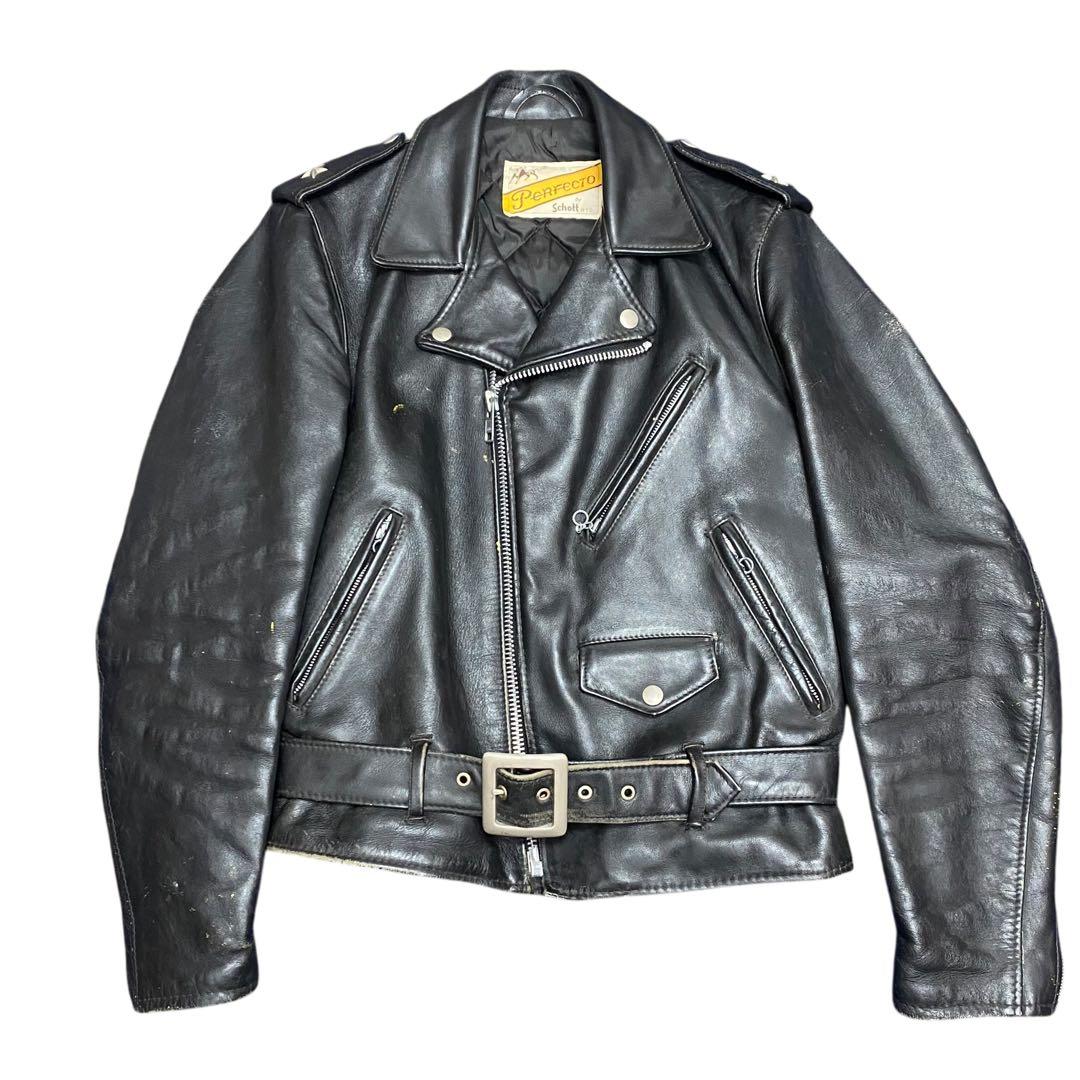 70s Schott 613ワンスター ブラック ダブルライダース 牛タグ 36