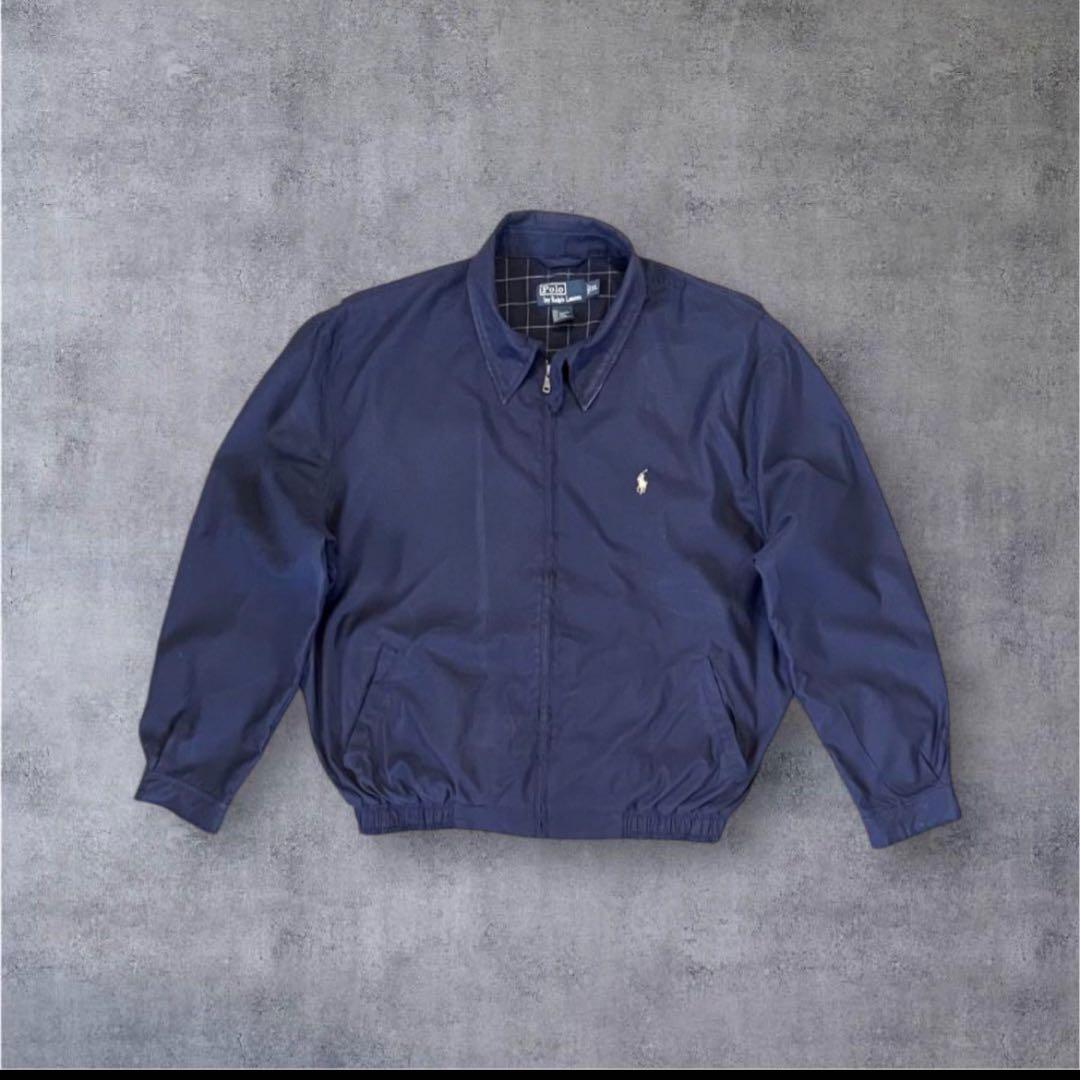 90'S RALPH LAUREN チンスト付き ドリズラージャケット ネイビー
