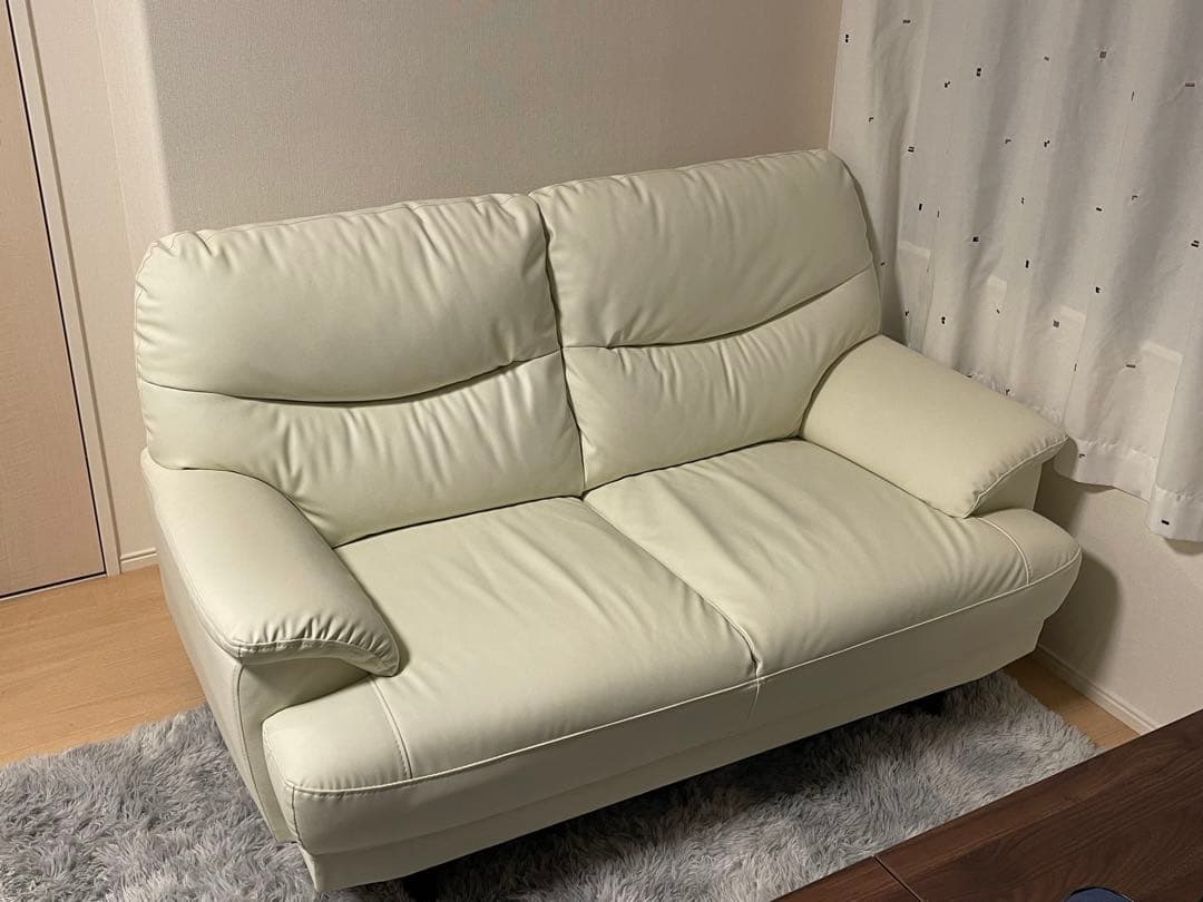 ニトリ 傷・汚れに強い合成皮革 2人用ソファ(NシールドIV) アイボリー