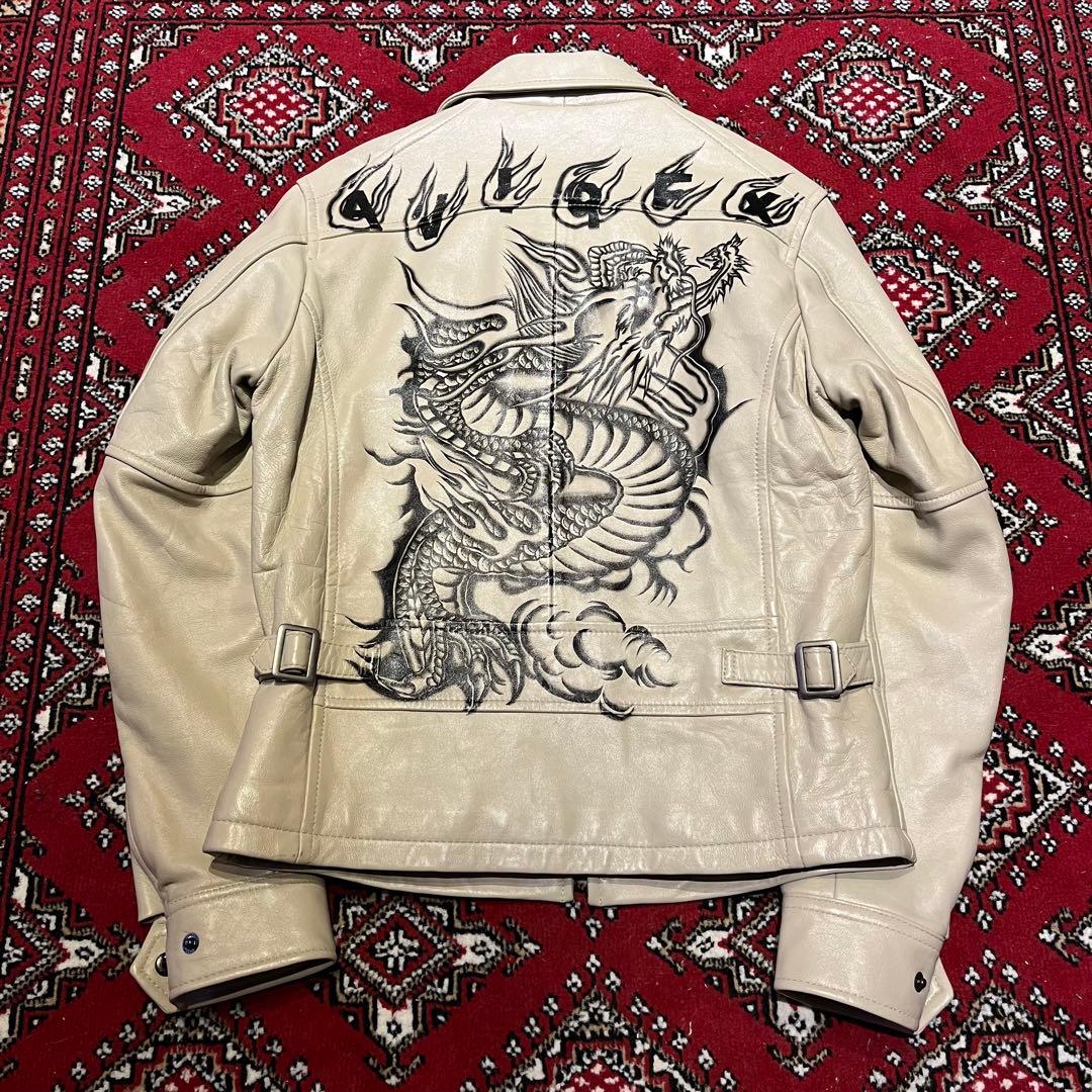 希少 AVIREX ドラゴン 龍 ペイント レザージャケット ライダース M