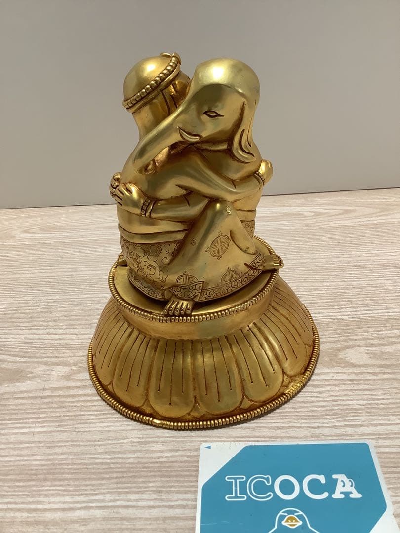 《 チベット密教　新品　1点物 》 オリジナル　鍍金　ガネーシャ　歓喜天　76