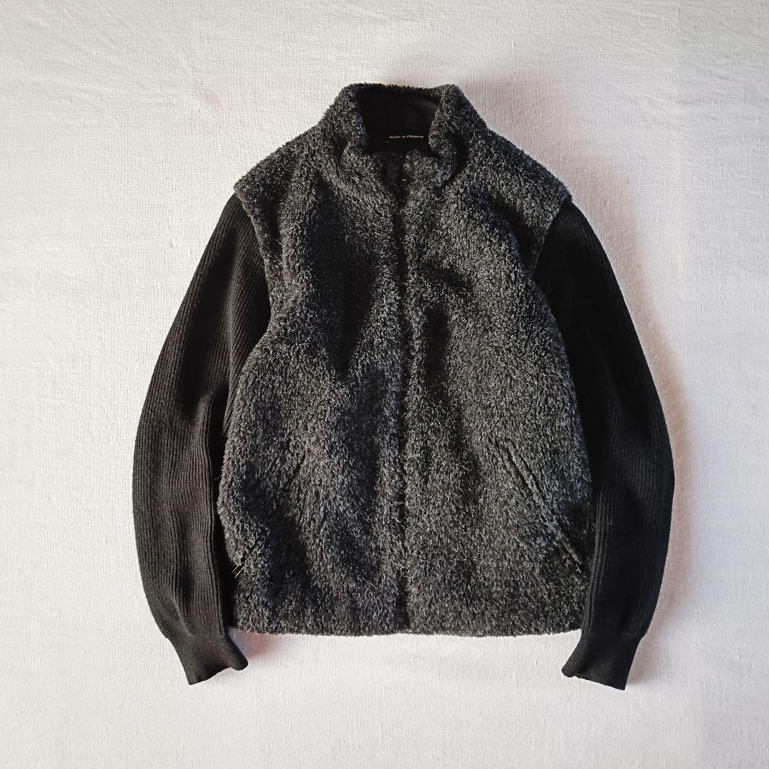 90s フランス製 agnès b. アニエスベー ボア切り替え ブルゾン