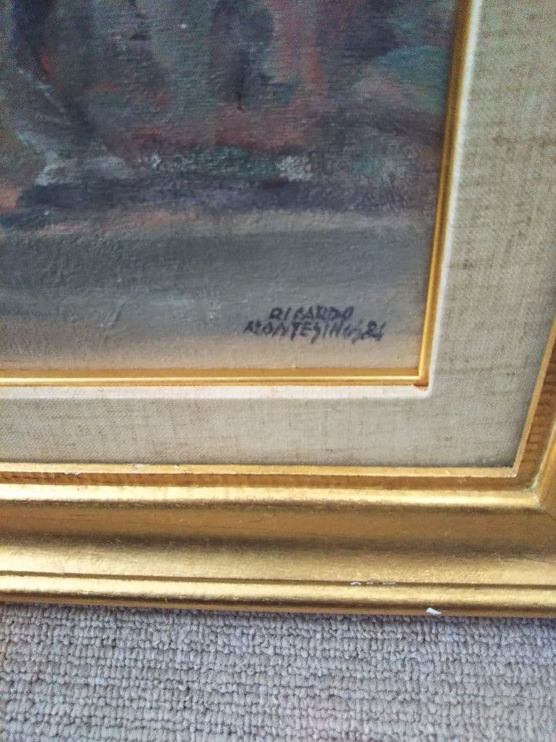 リカルド・モンテシノス 【 パレハの行列】スペイン 油彩 署名有 1984