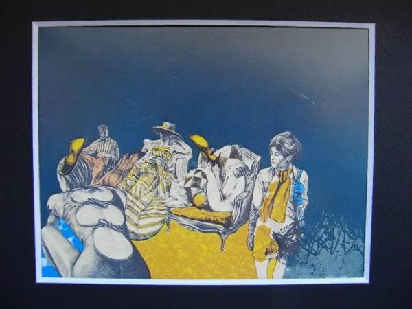 池田 満寿夫、海辺の光景、希少な額装用画集より、美品、新品額装付