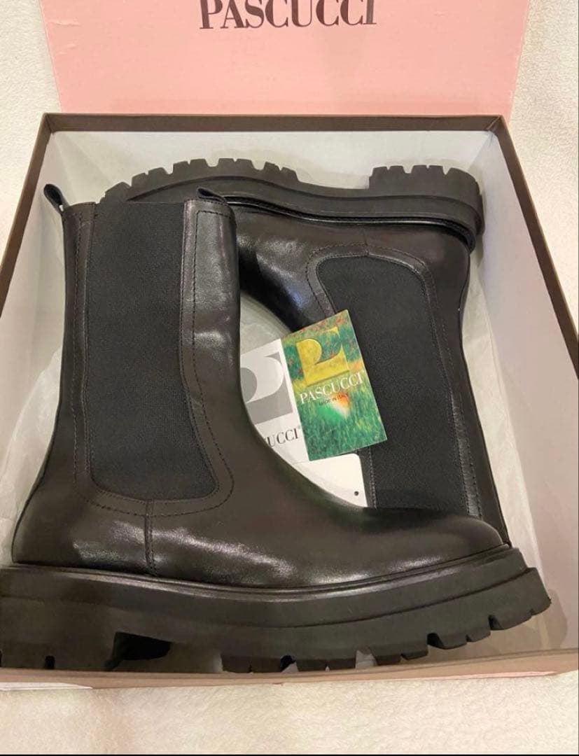 PASCUCCI ブラック サイドゴアブーツ 36 PASCUCCI