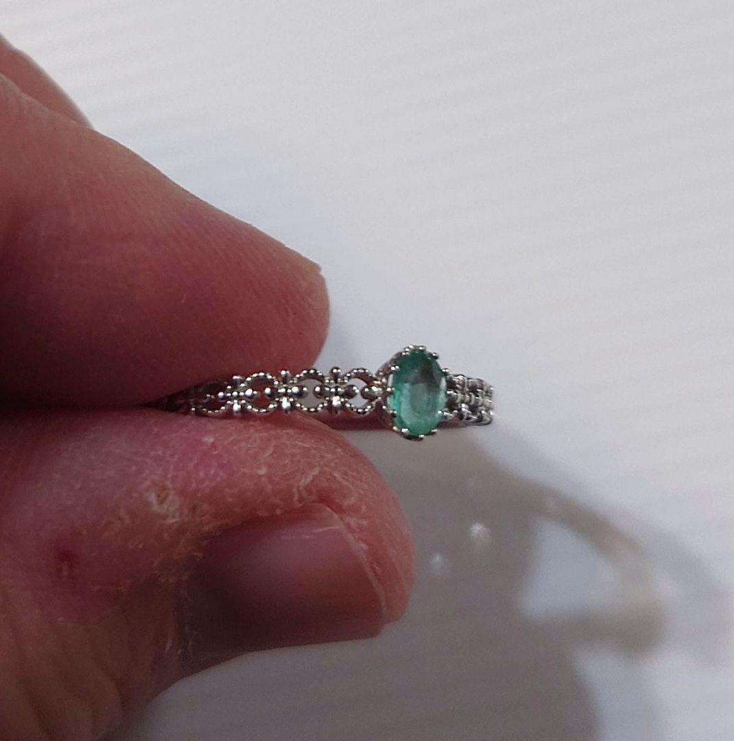 ☆19号☆ジュエリーツツミ K10ホワイトゴールドエメラルドリング