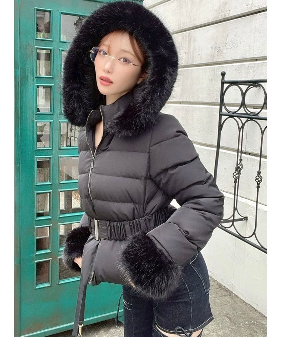 RESEXXY ブラック ダウンジャケット ファー付き