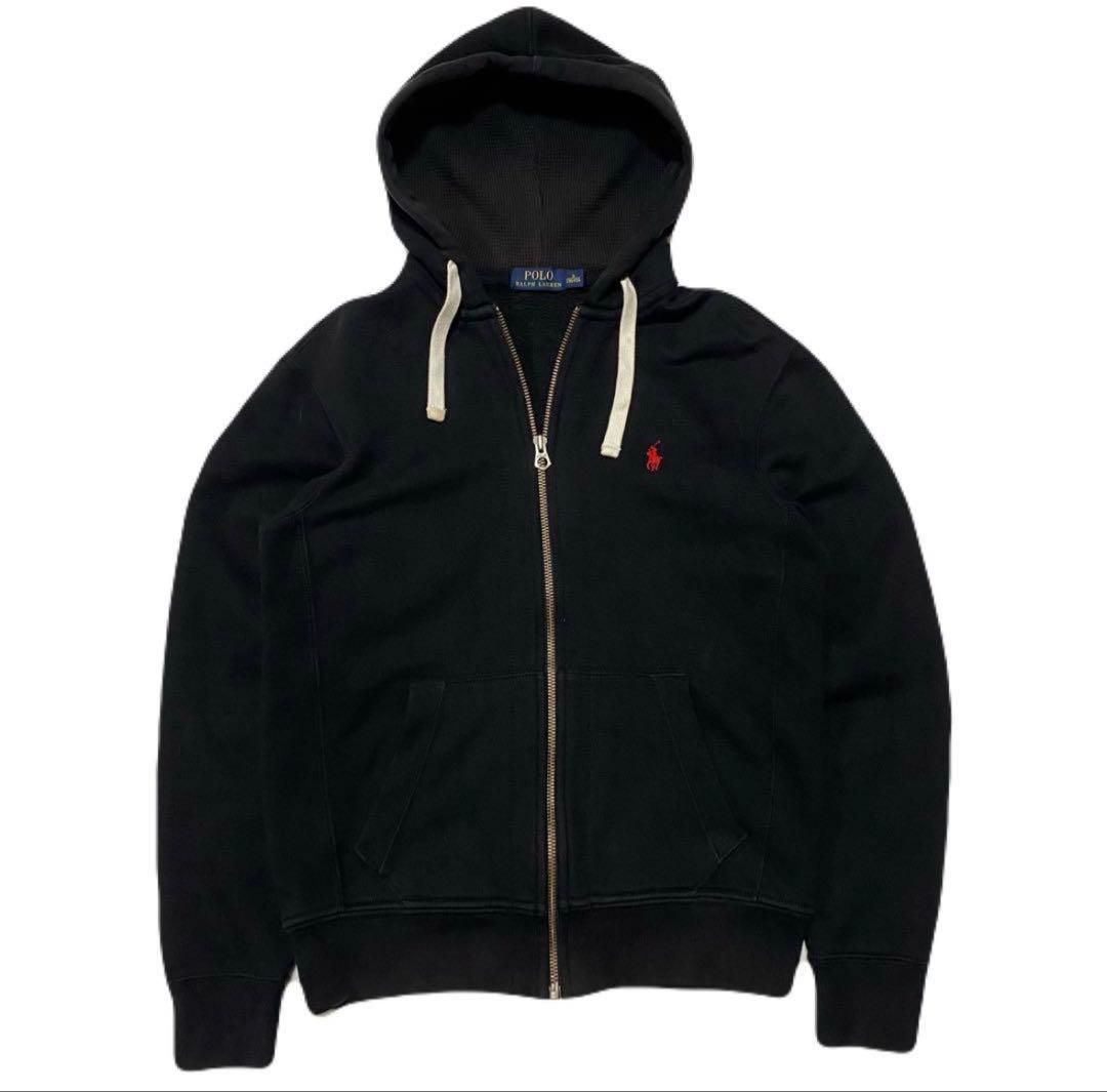 黒 フルジップ パーカー フード付き