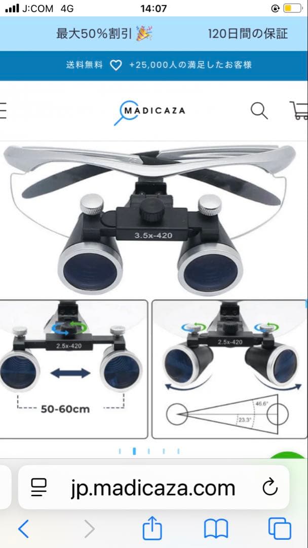 医療用オペ拡大鏡 2.5×420