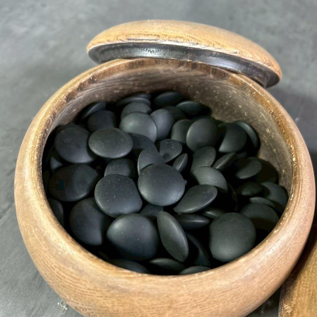 囲碁セット 碁石 木製碁笥 白黒セット 囲碁 石付き 木製ケース 囲碁