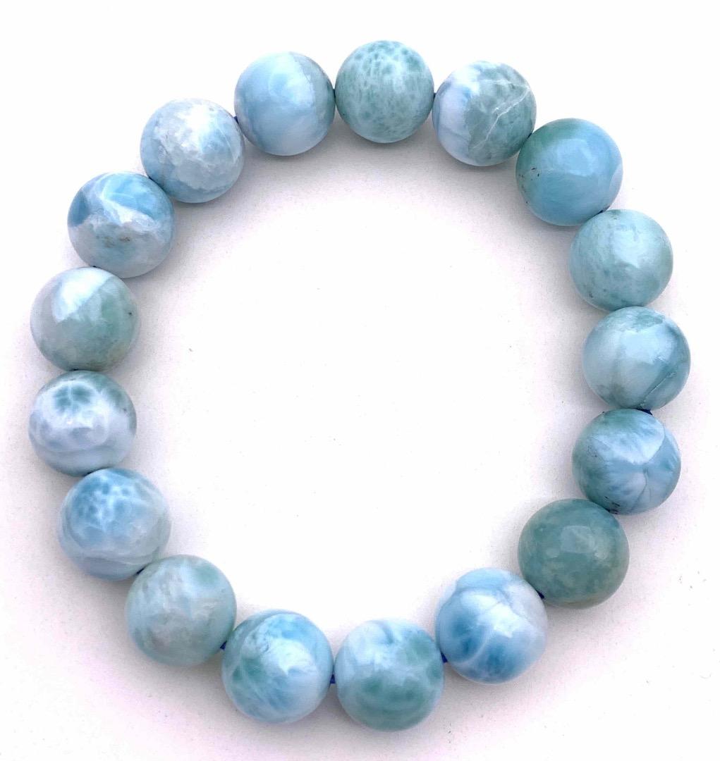 天然石ラリマー AAA 11.8mm玉のブレスレット-L2