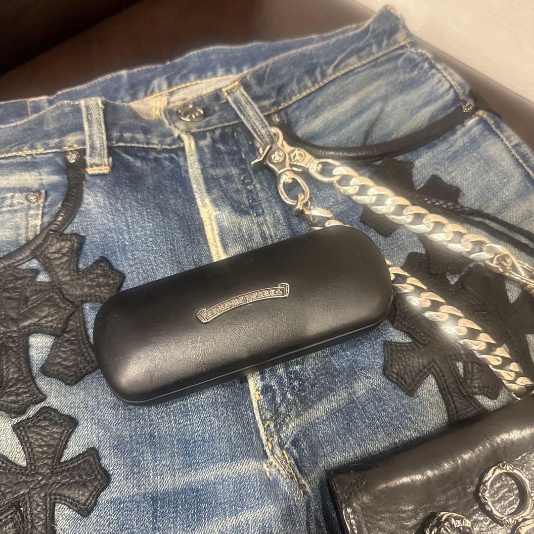 CHROME HEARTS/クロムハーツ スクロールラベル レザーメガネケース