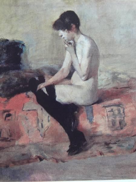 トゥールーズ＝ロートレック、【裸婦習作、長椅子にすわる女】、希少な額装用画集より