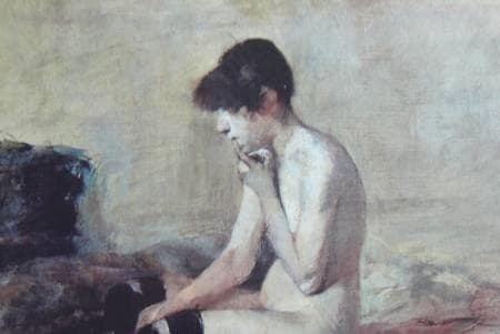 トゥールーズ＝ロートレック、【裸婦習作、長椅子にすわる女】、希少な額装用画集より