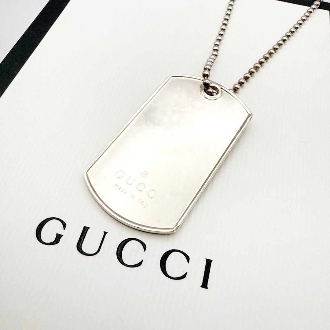 2905-4 人気✨ GUCCI ネックレス ドックタグ　GG ロゴ 希少