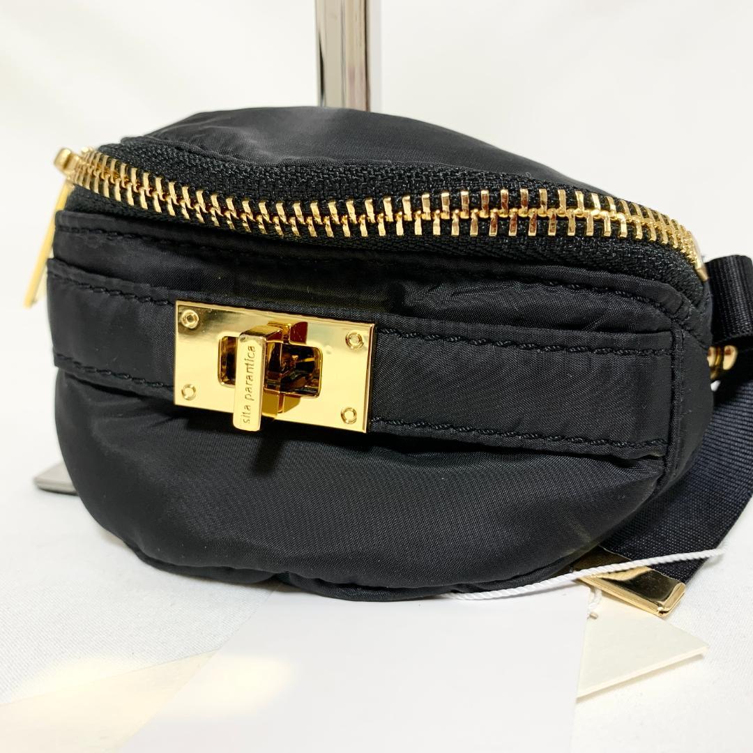 新品タグ付　シータパランティカ　ボディバッグ　ポーチ　ナイロン　ゴールド金具　黒