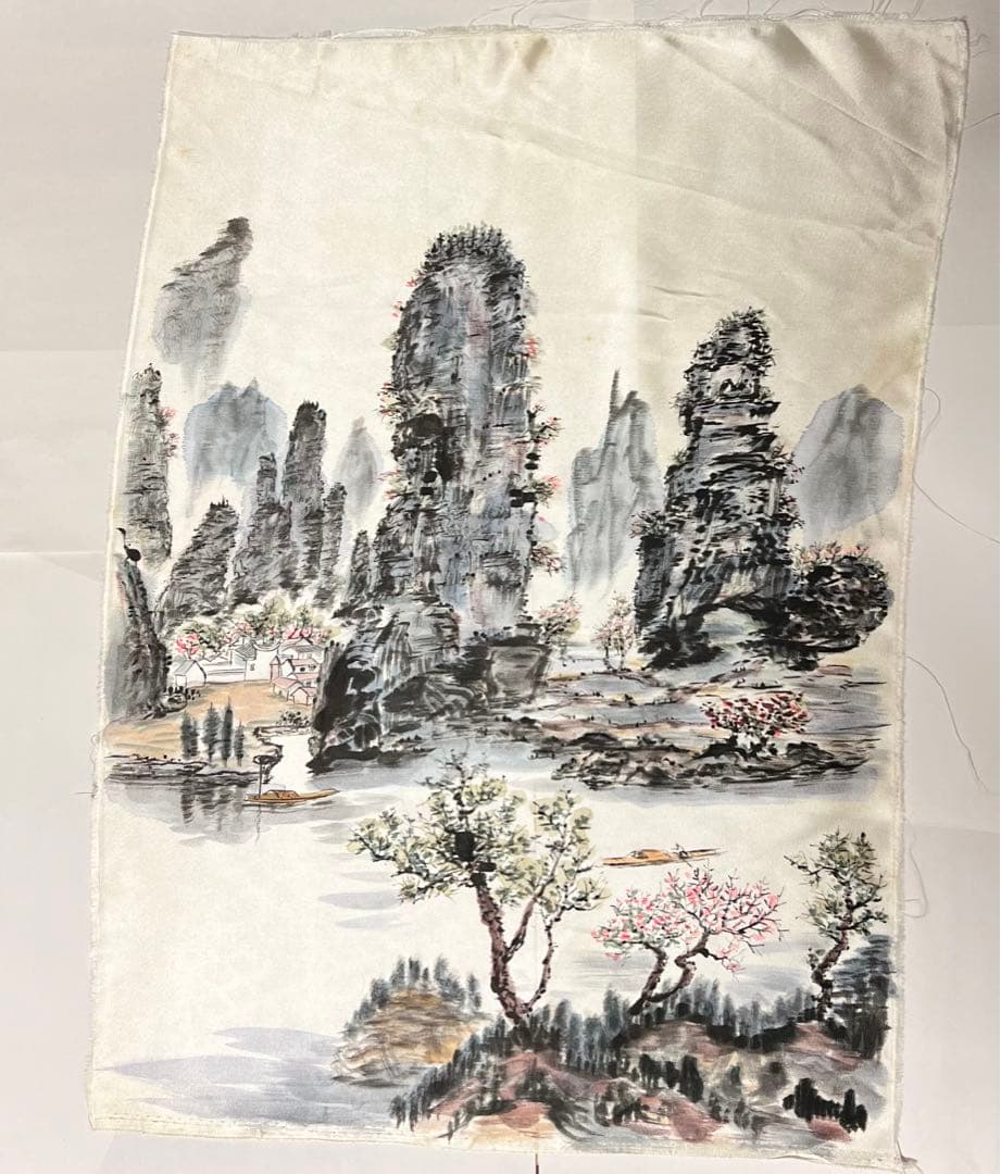 水墨画 シルク製 約70cm x 45cm