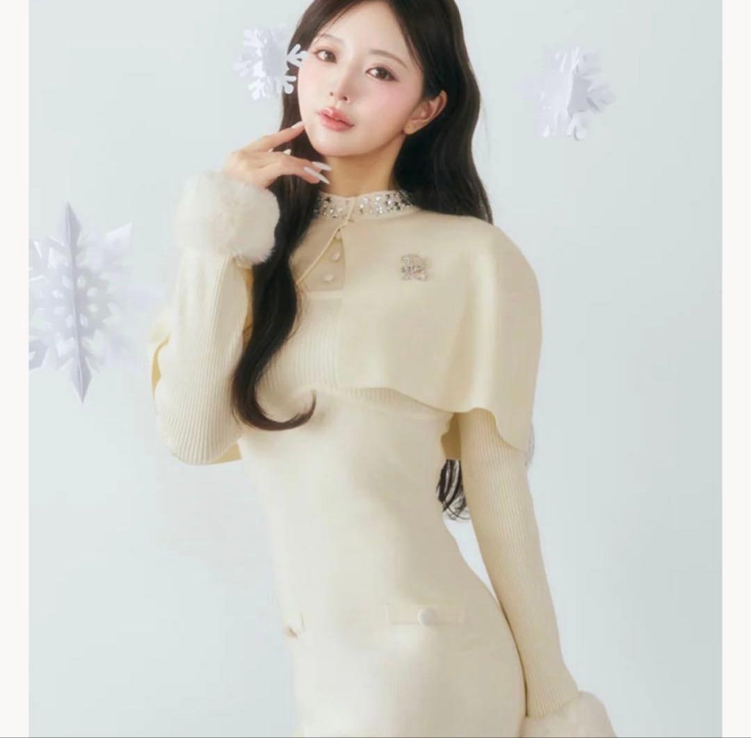 Darich ビジューケープニットミニワンピース