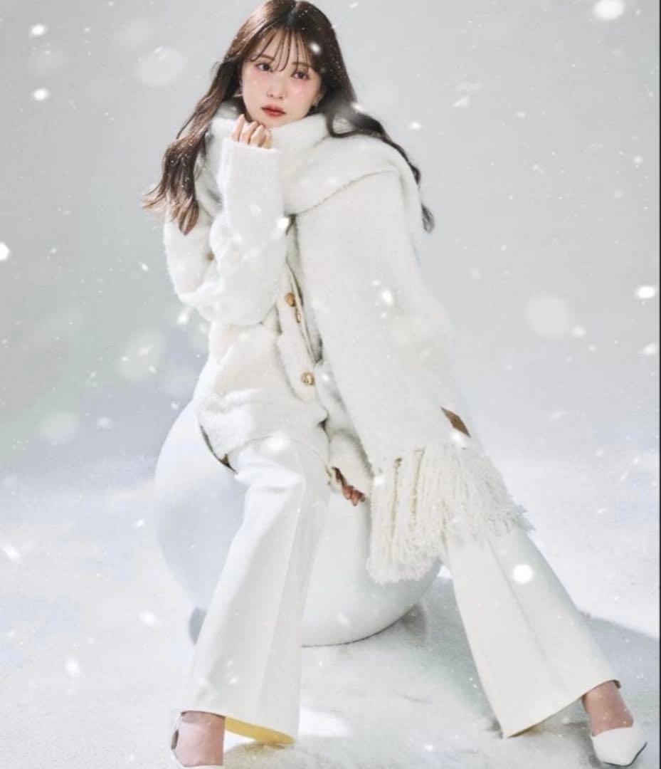 【polaura】ポローラ　マフラーセットオーバーサイズカーディガン