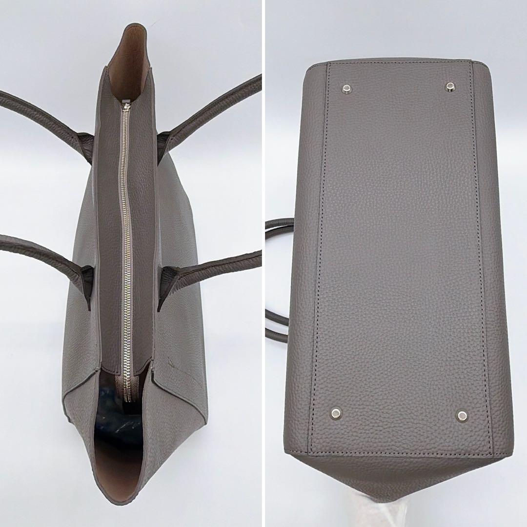 極美品【ユナイテッドアローズ】レザートートバッグ シボ革 大容量 zip