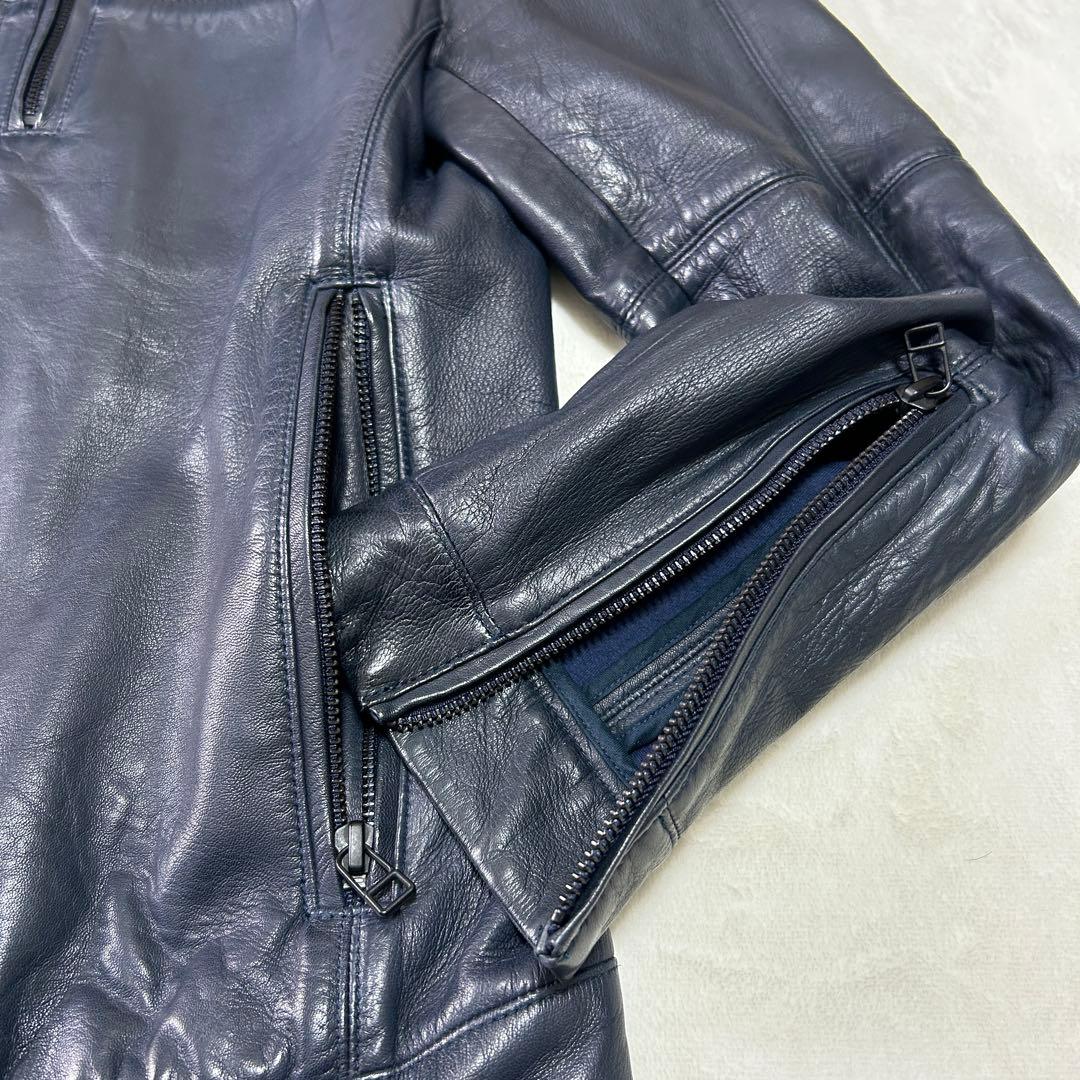 美品バーニーズニューヨーク 羊革 レザー シングルライダース