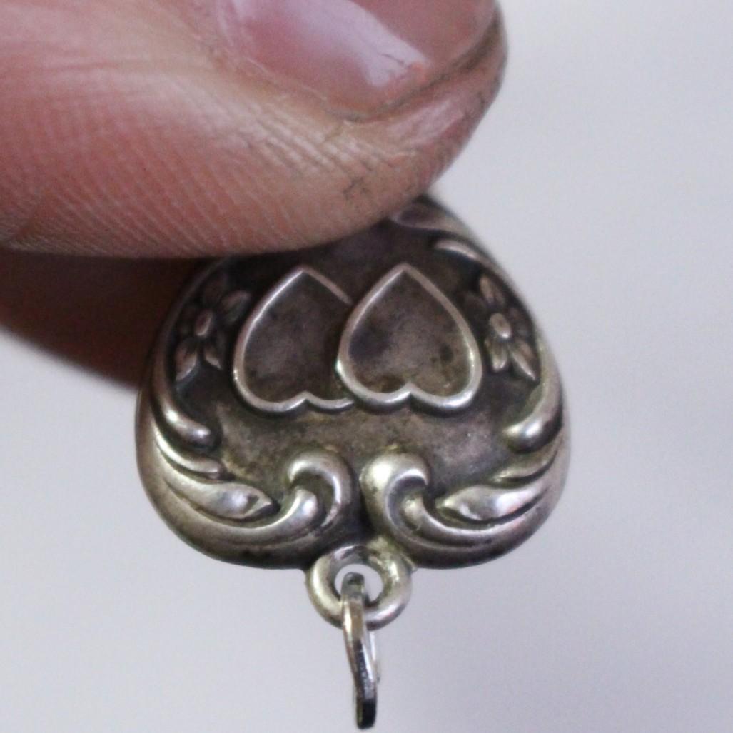 40s スウィートハートジュエリー WW2 シルバー チャーム 勿忘草 両想い