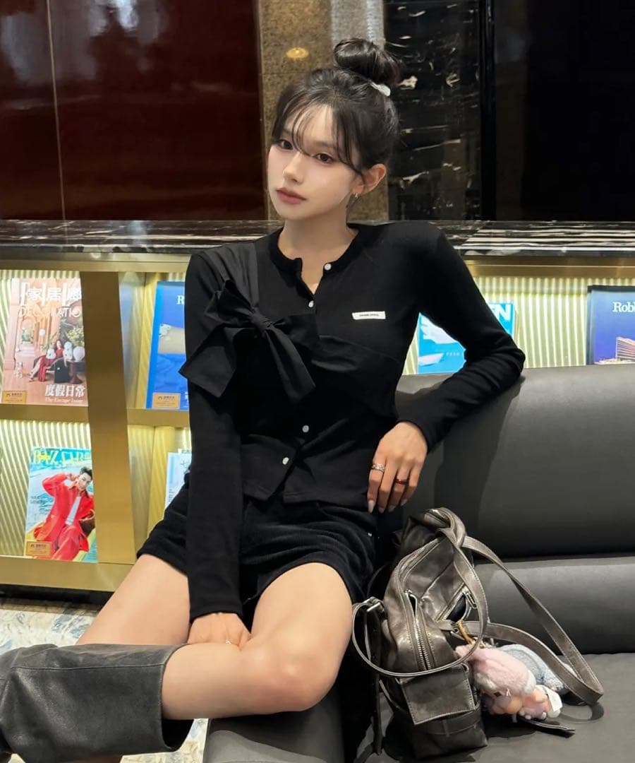 MINA着用 CRANK Ribbon Tide Knit Cardigan - メルカリ