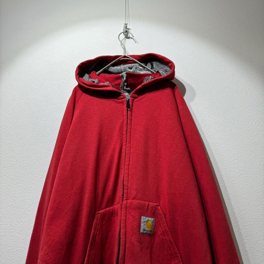 希少】90s Carhartt ジップパーカー ビッグシルエット レッド 赤L