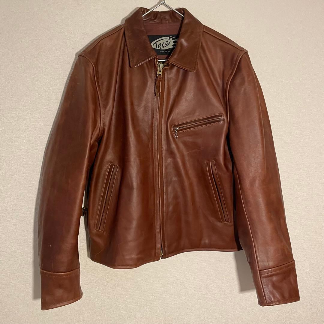 良品 90s ビンテージ シングル レザー ライダースジャケット US40