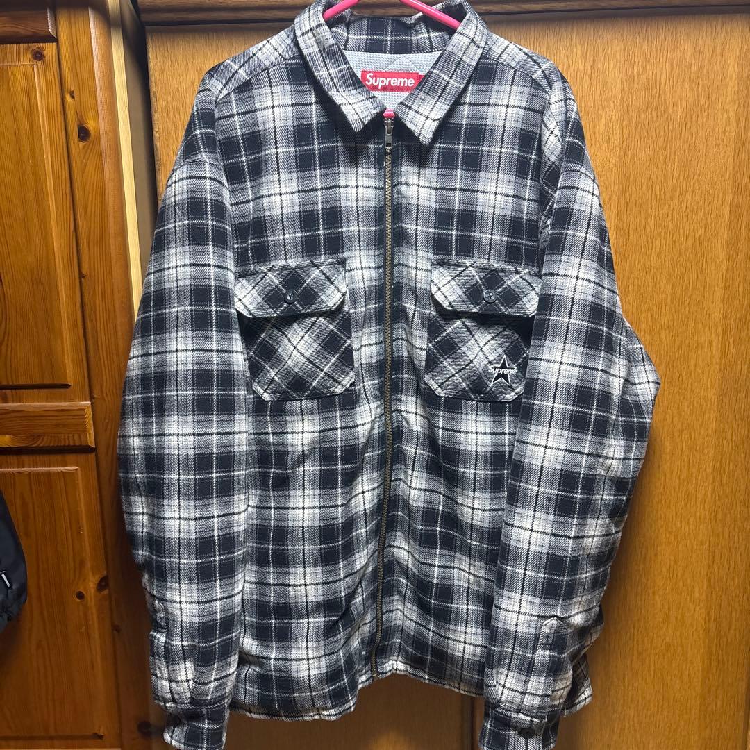 Supreme Thermal Zip Up Flannel Shirt XL - メルカリ