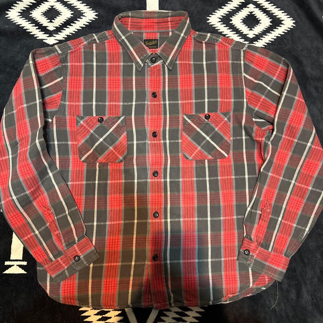 テンダーロイン　ネルシャツ　レッド　希少　Lサイズ TENDERLOIN（テンダーロイン） オープンカラー コットンチェック 長袖