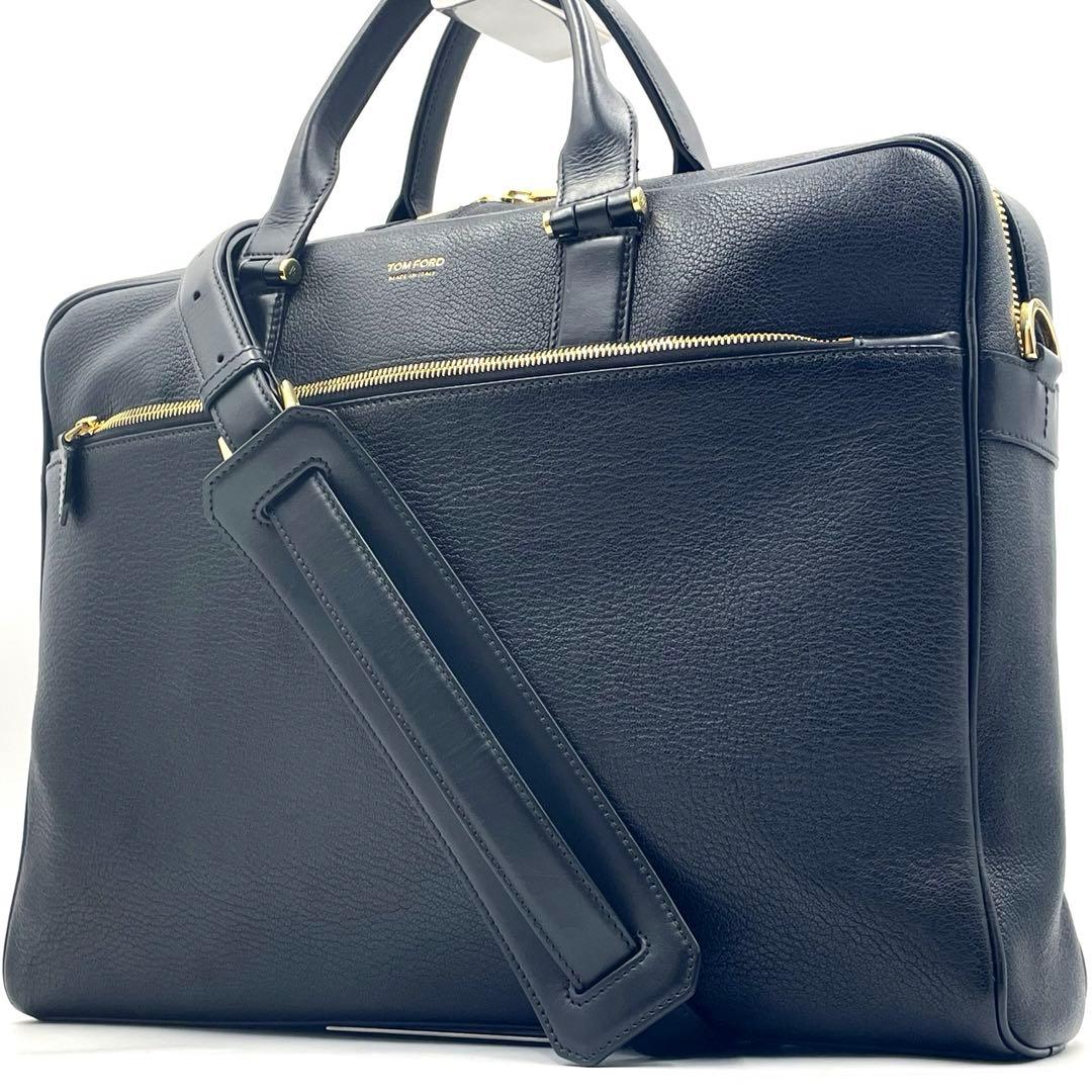 【定価80万/美品】トムフォード23AW Laptop bagミディアム2way TOM FORD（トムフォード） メンズ バッグ レザー 本革 3way ビジネス