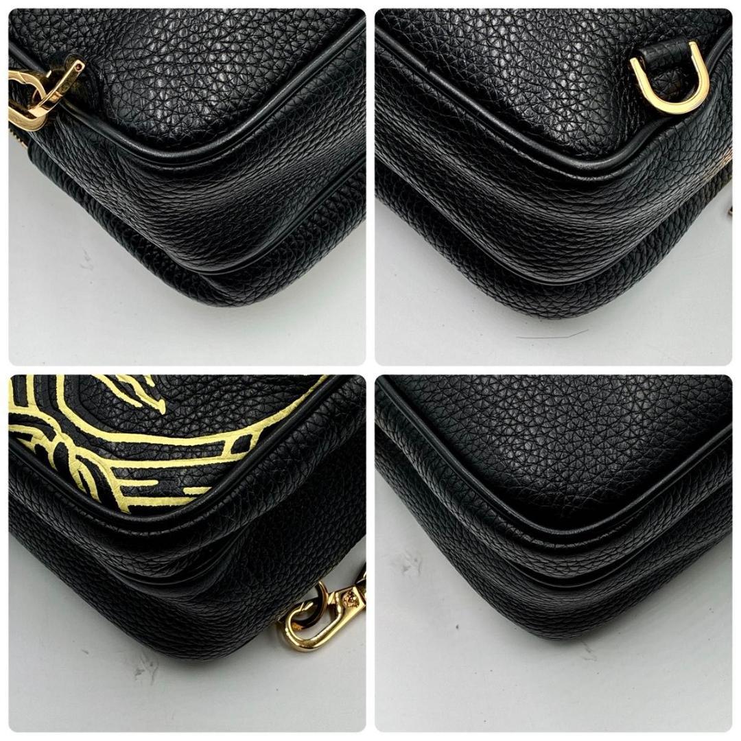 超希少 美品 VERSACE ボディバッグ レザー メデューサ ロゴ ブラック