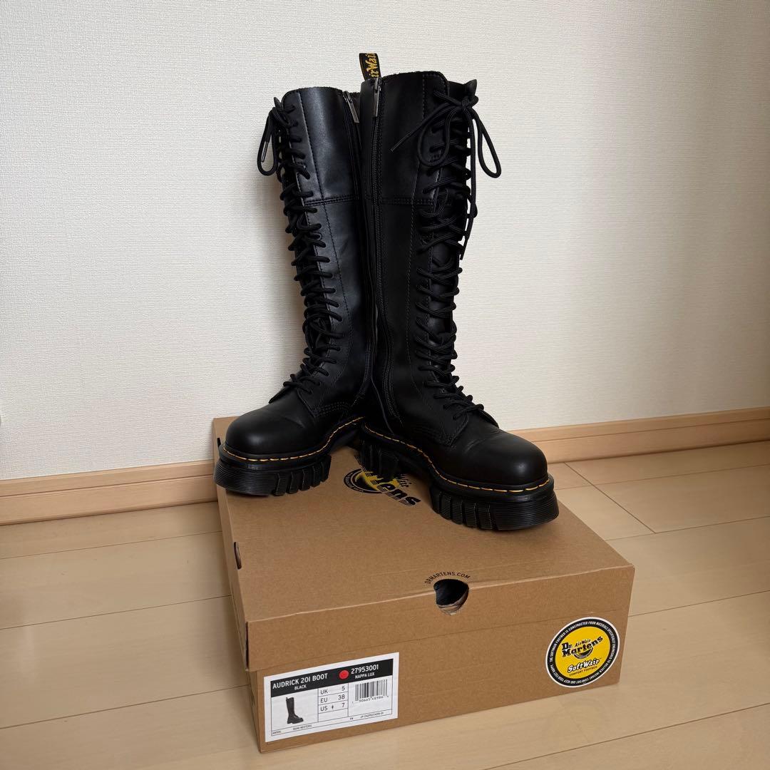 Dr.Martens ロングブーツUK5 黒 厚底 20ホール