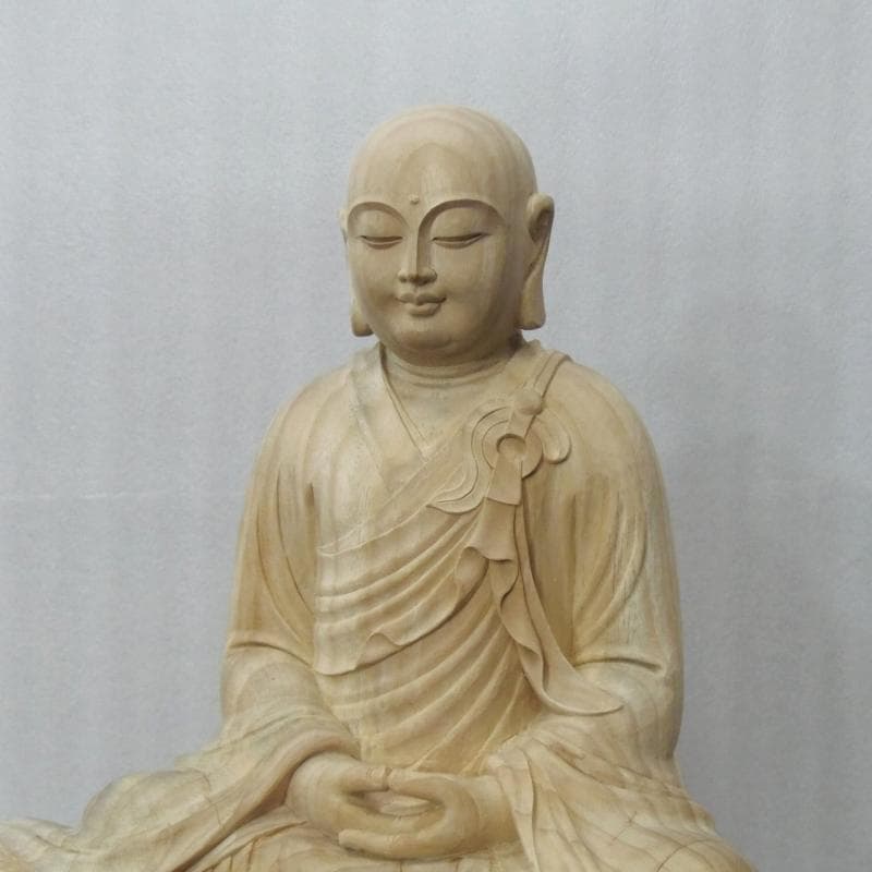 Ｂフライデー良いお顔　 学業成就★楠材 僧形文殊菩薩坐像 高さ：約54cm★ Bフライデー良いお顔 学業成就☆楠材 僧形文殊菩薩坐像 高さ：約54cm