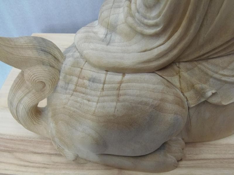 Bフライデー良いお顔 学業成就☆楠材 僧形文殊菩薩坐像 高さ：約54cm