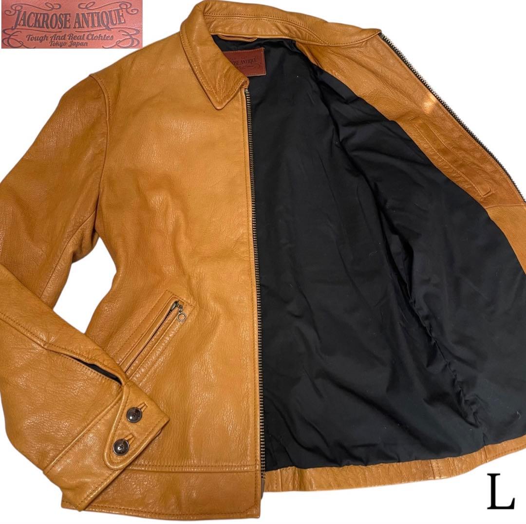 【JACKROSE ANTIQUE】ラムレザーライダースジャケット キャメル L