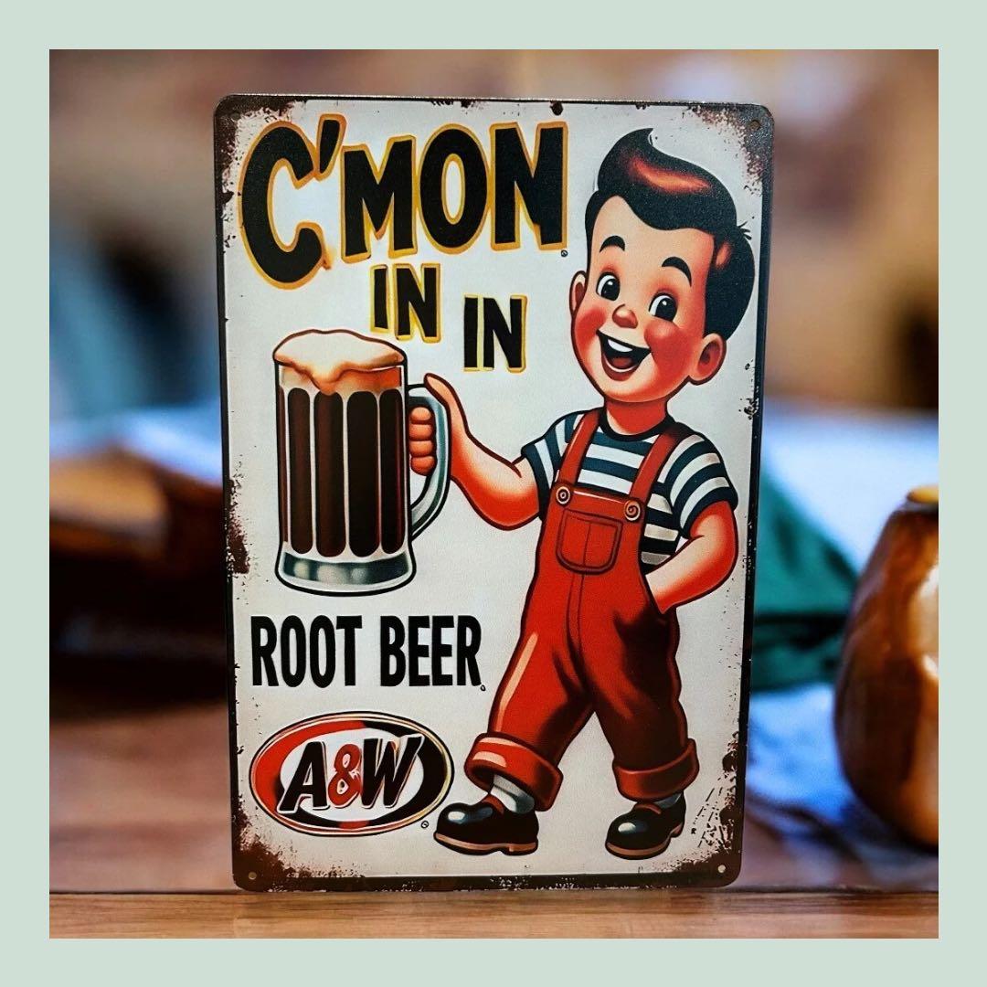Root Beer 男の子】A&Wルートビア ブリキ看板 アンティーク風 - メルカリ