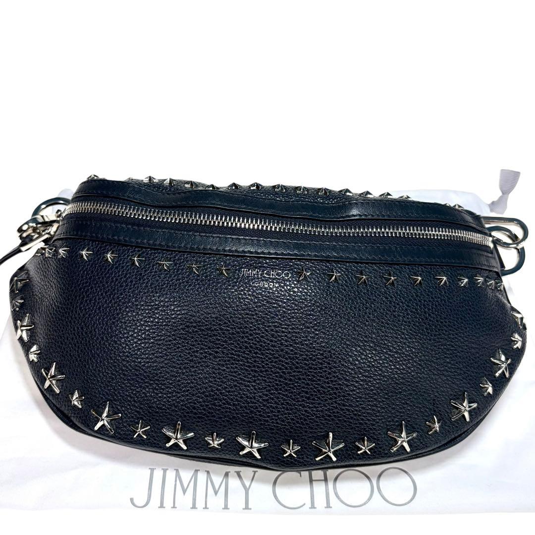 美品 JIMMYCHOO YORK UUF ウエストポーチ スタッズ a1014