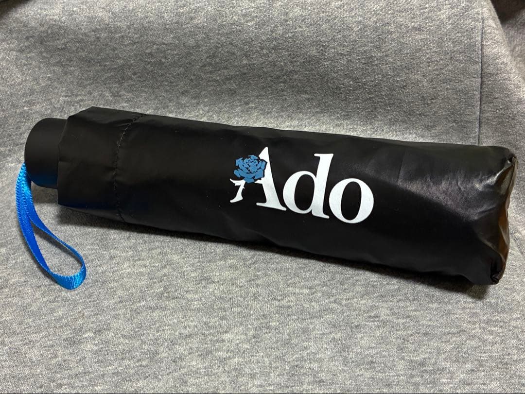 Ado 折りたたみ傘 黒 バラ模様