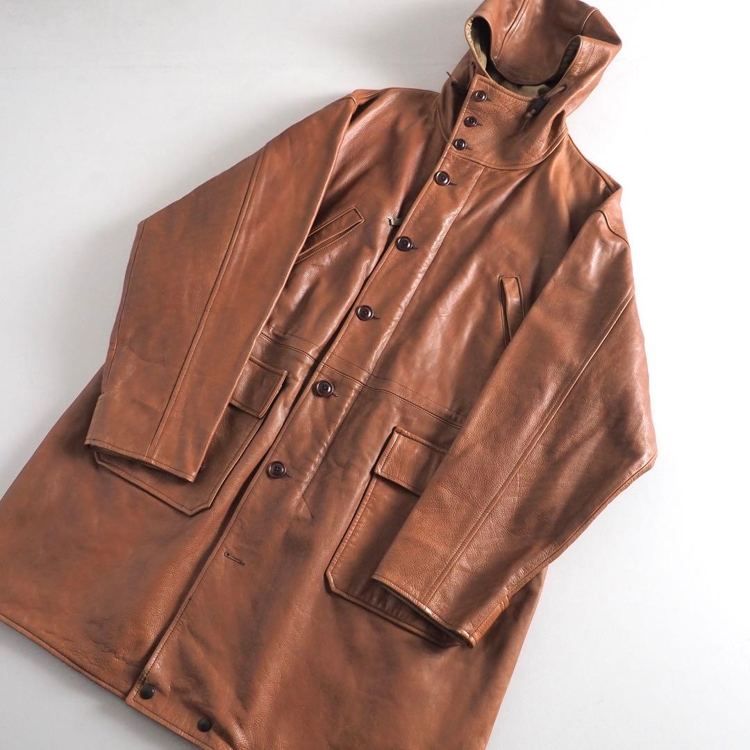 ラルフローレン　本革１００％　レザーコート　フーディ　ブラウン　美品