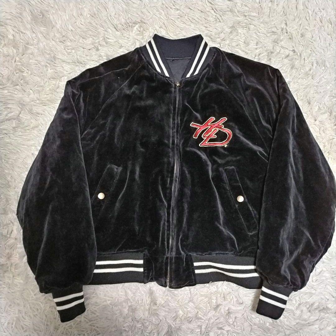 ハーレーダビッドソン ベロア　スカジャン ブルゾン　刺繍　リバーシブル