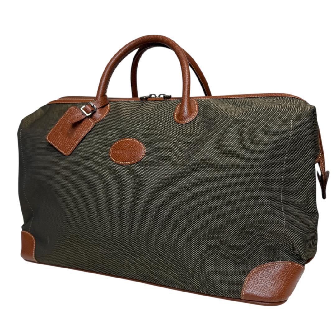 良品 LONGCHAMP 3335 ボストンバッグ キャンバス レザー 大容量