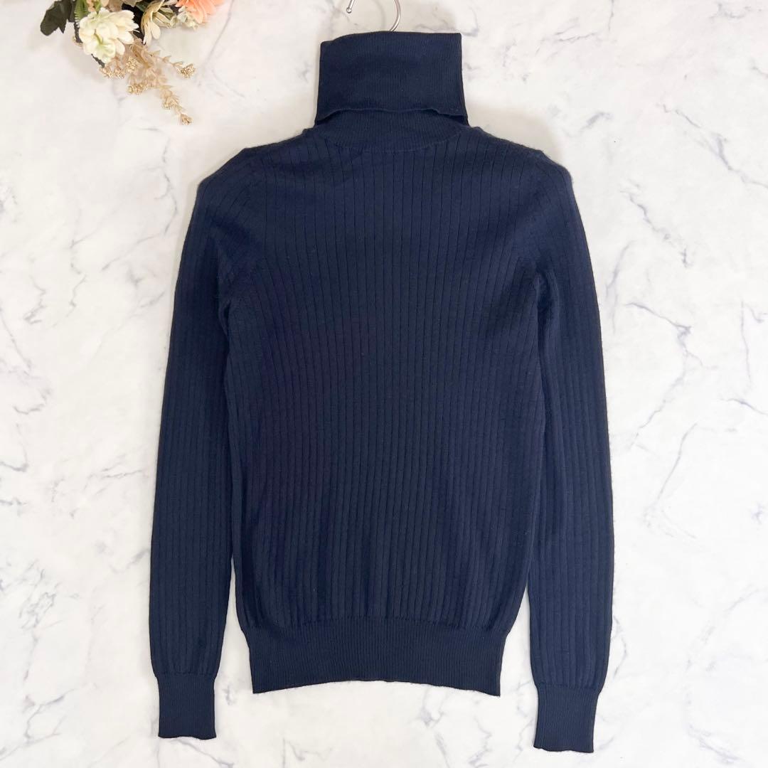 Drawer ドゥロワー カシミヤ シルク リブ タートル ネック ニット