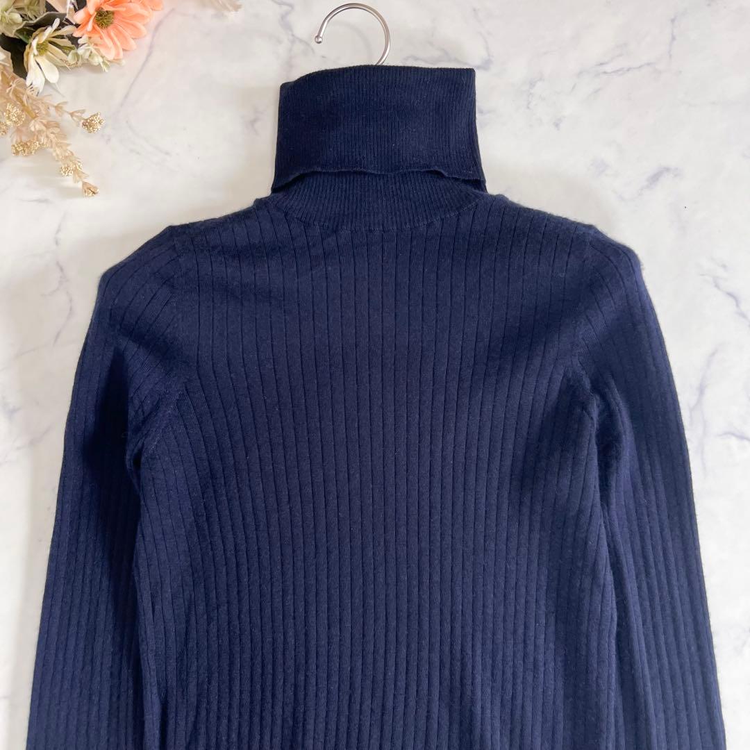 Drawer ドゥロワー カシミヤ シルク リブ タートル ネック ニット